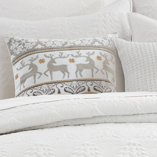 Pillow: O Christmas Tree White Reindeer Dance Pillow