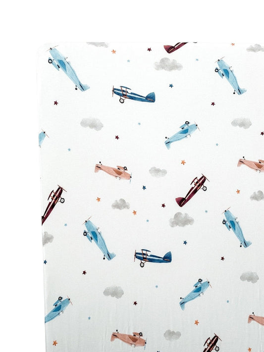 Vintage Airplane: Bamboo Fitted Crib Sheet - Standard