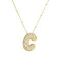 Load image into Gallery viewer, Necklace: Initial CZ Balloon Bubble 18K Gold Necklace
