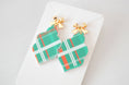 Load image into Gallery viewer, Earrings: Christmas Plaid Earrings, Bow Stud
