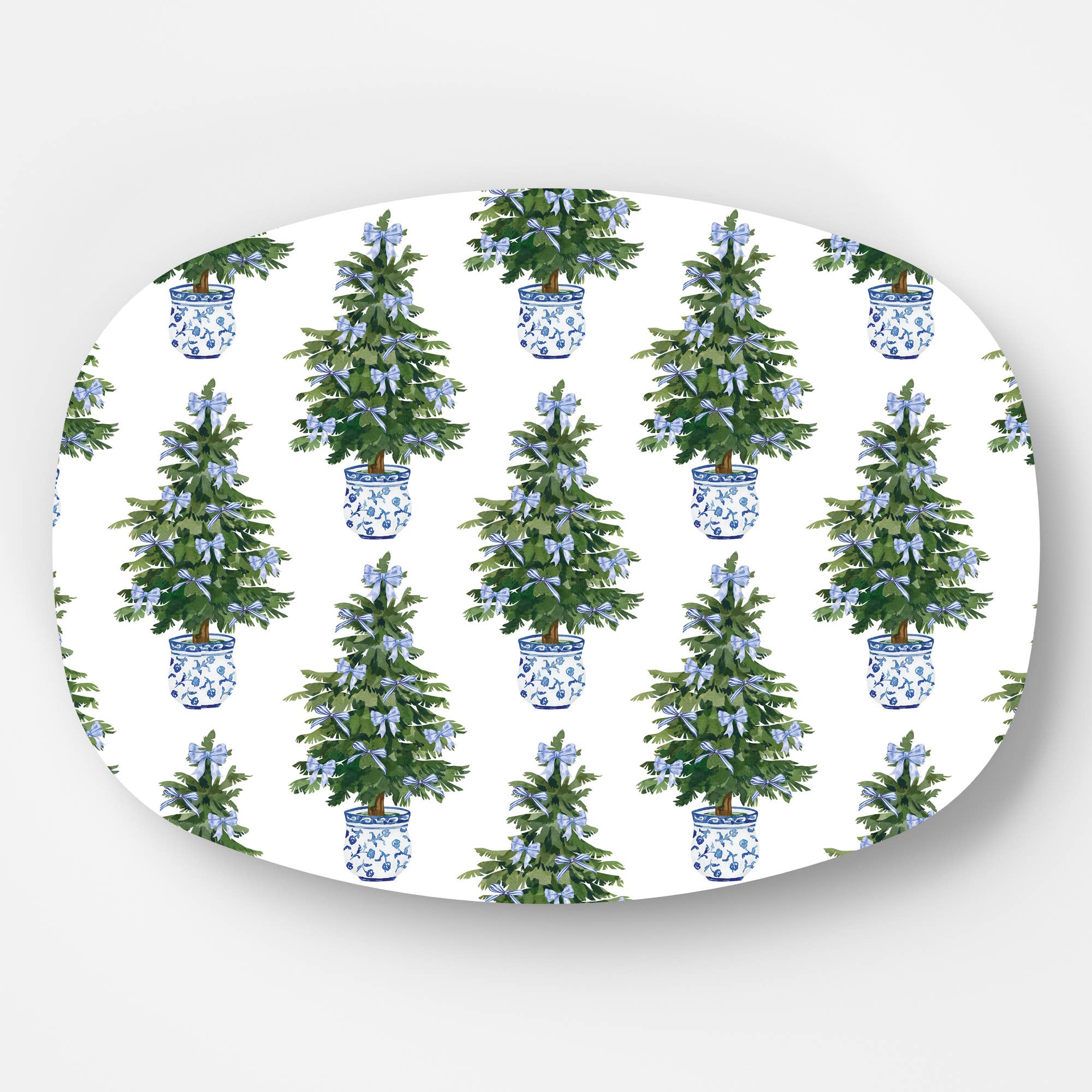 Serving Platter | Blue Bows Christmas Trees