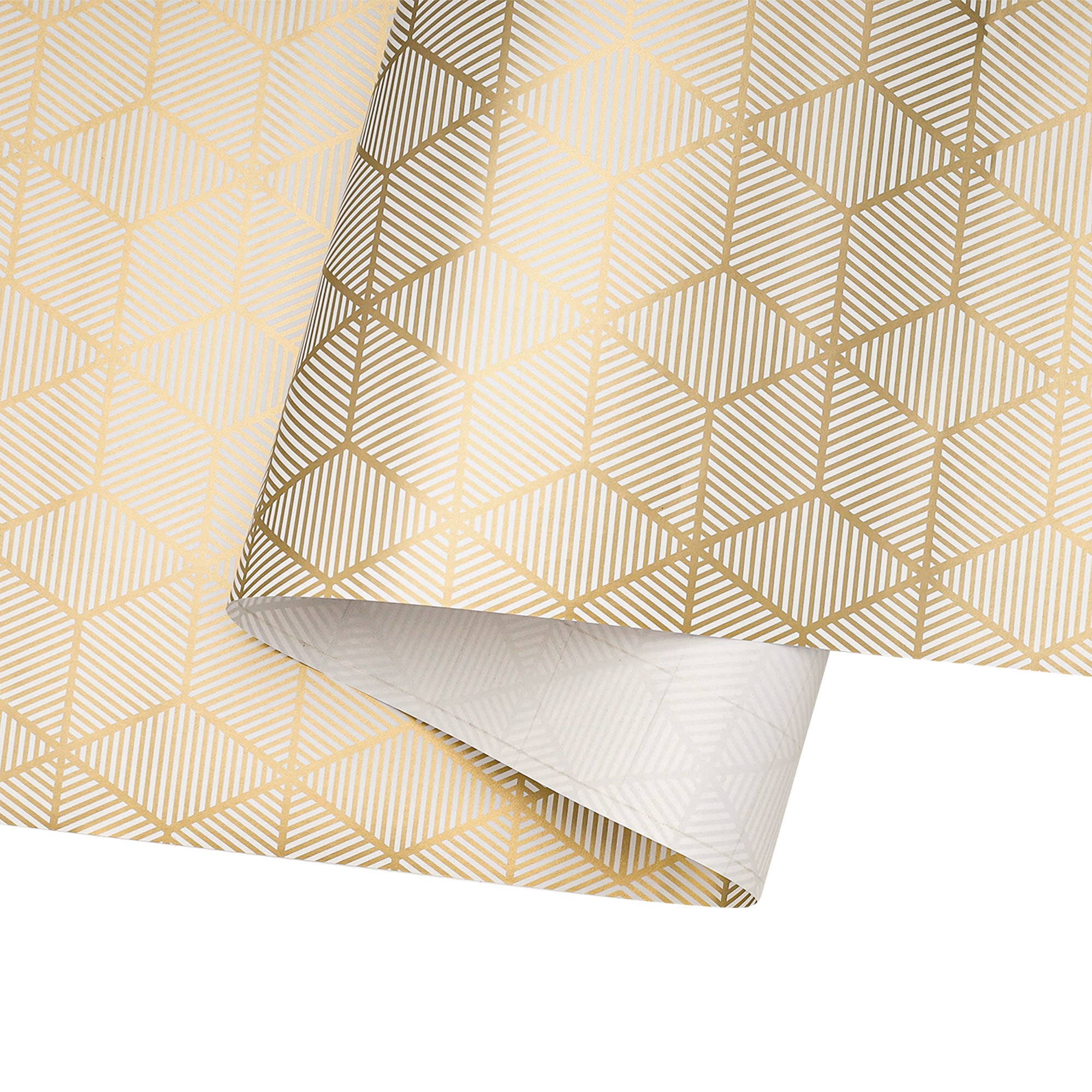 Gift Wrap: 30" x 10' Wrapping Paper | Rhombus Gold/White