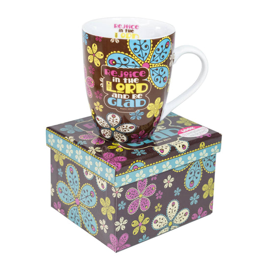 Mug: Paisley Flowers (Psalm 32:11) Ceramic Curvy Mug