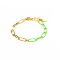 Load image into Gallery viewer, Enamel 16+ Colors paperclip & Gold chain link bracelet
