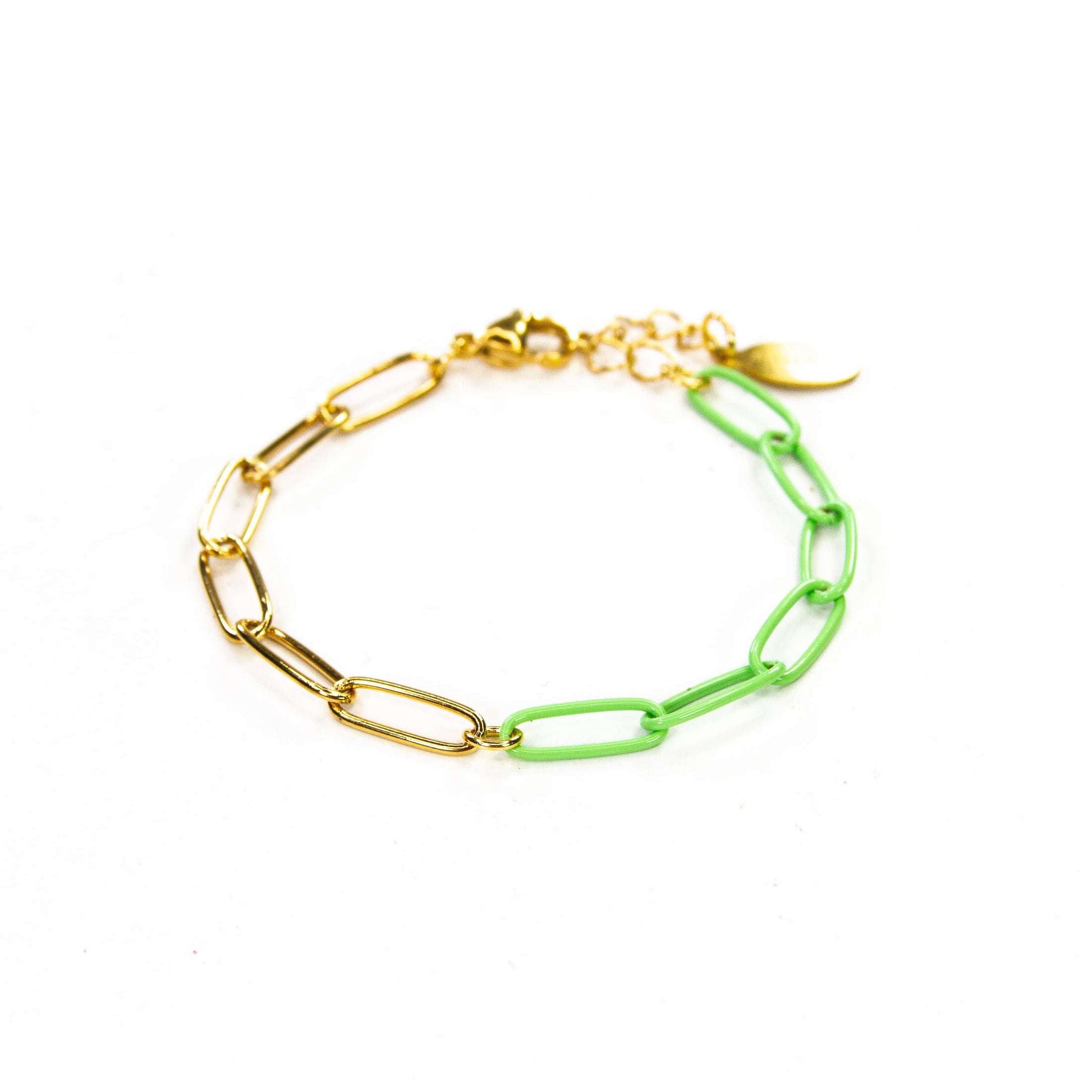 Enamel 16+ Colors paperclip & Gold chain link bracelet