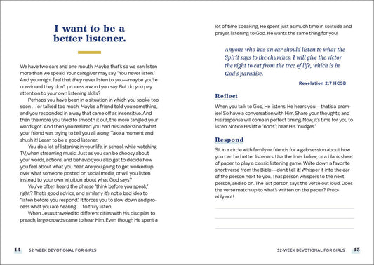 Devotional: 52-Week Devotions for Girls (Ages 8-12)