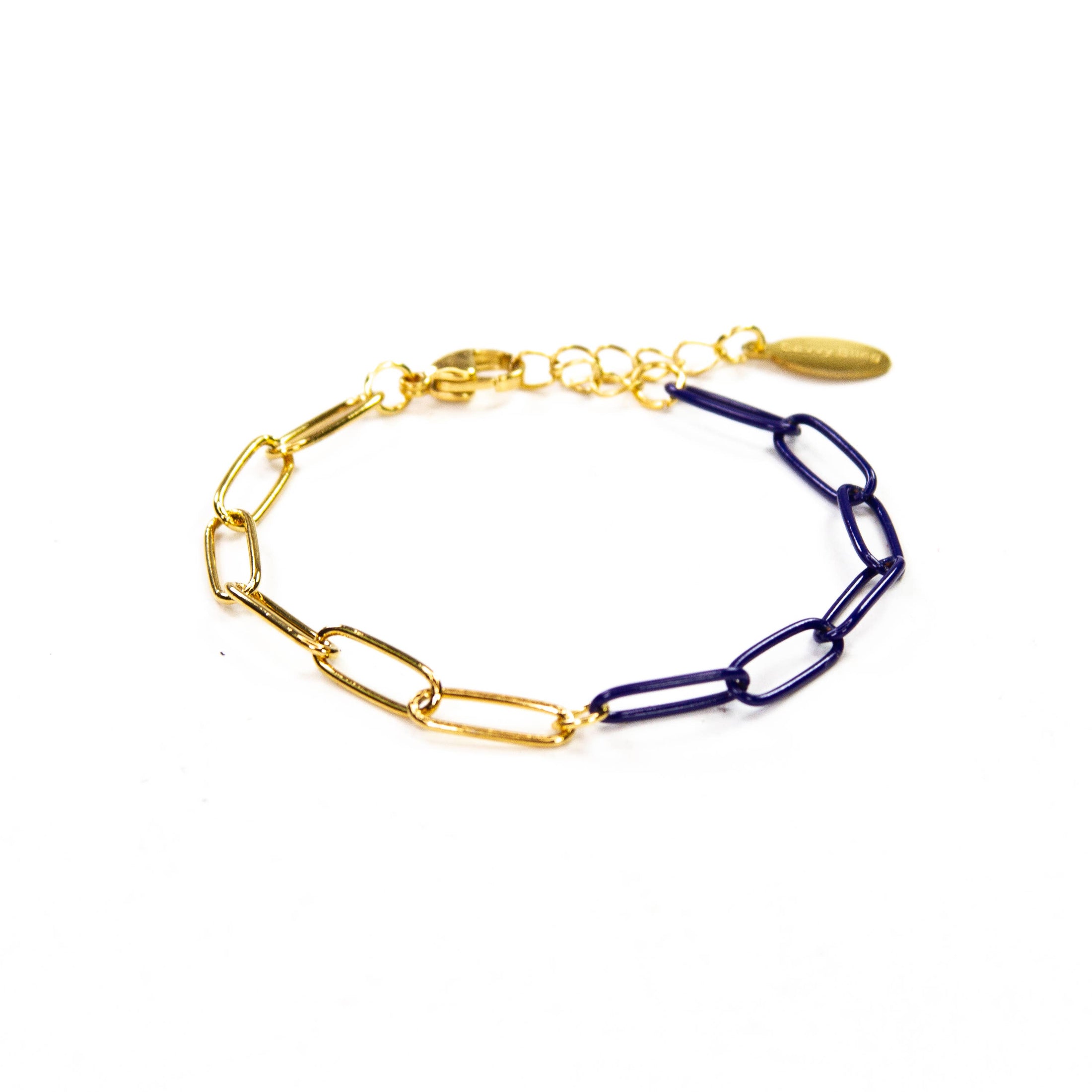 Enamel 16+ Colors paperclip & Gold chain link bracelet