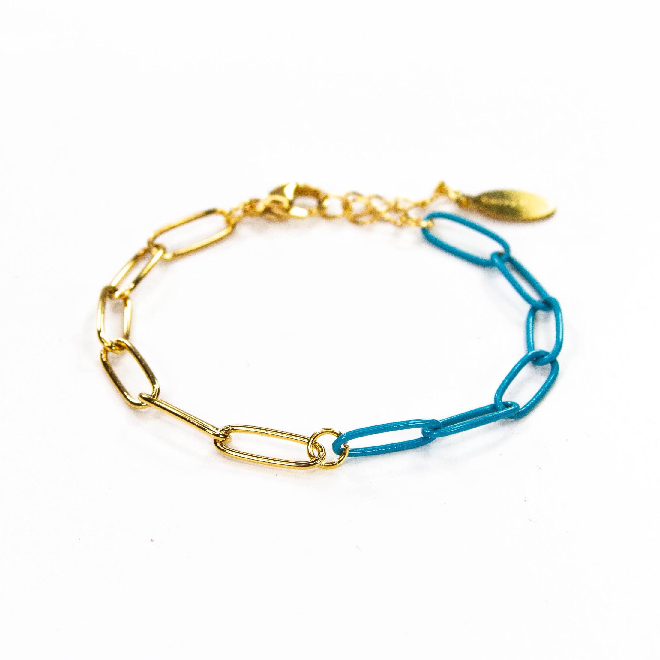 Enamel 16+ Colors paperclip & Gold chain link bracelet