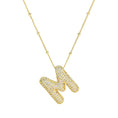 Load image into Gallery viewer, Necklace: Initial CZ Balloon Bubble 18K Gold Necklace
