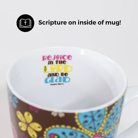 Mug: Paisley Flowers (Psalm 32:11) Ceramic Curvy Mug