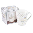 Load image into Gallery viewer, Mug: Strength & Dignity -White with Gold Polka Dots
