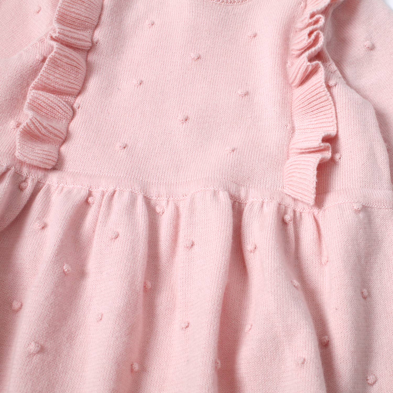 Milan Ruffle Knit Dress (Organic Cotton): Blush