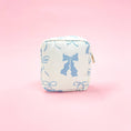 Load image into Gallery viewer, Cosmetic Bag: Blue Bows Nylon Cosmetic Zipper Bag
