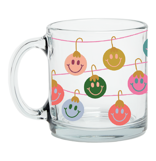 Mug: Smiley & Holiday Cheer Clear Glass Mug