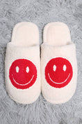 Load image into Gallery viewer, Comfy Happy Face Fuzzy Slipper: Lavender (Size 8-10 Womens)
