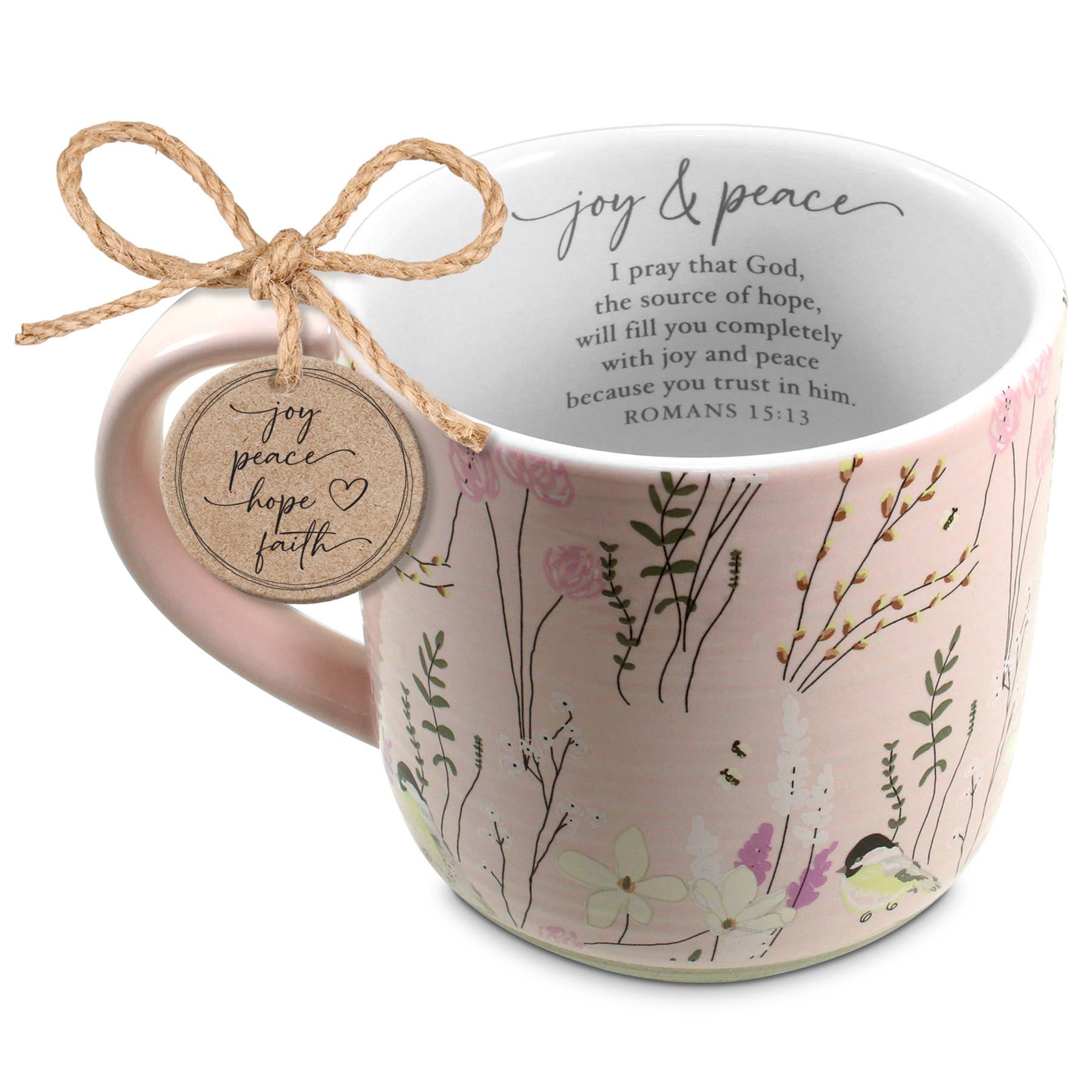 Mug: Joy & Peace Coffee Mug - Spring Garden (Left-Handed) 18 Oz