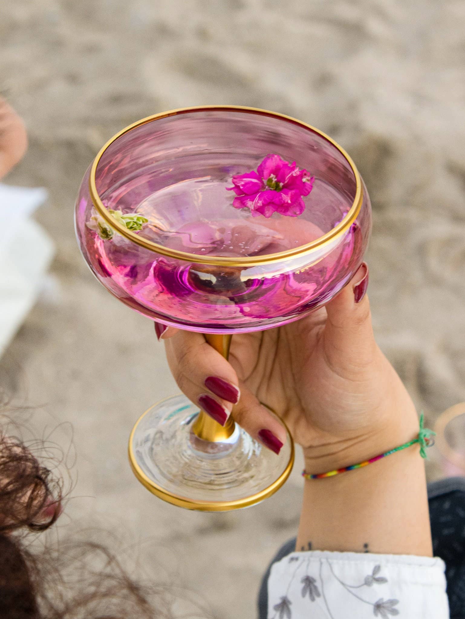 Colored Cocktail Glasses with Gold Rims: Toasting (Set of 5)