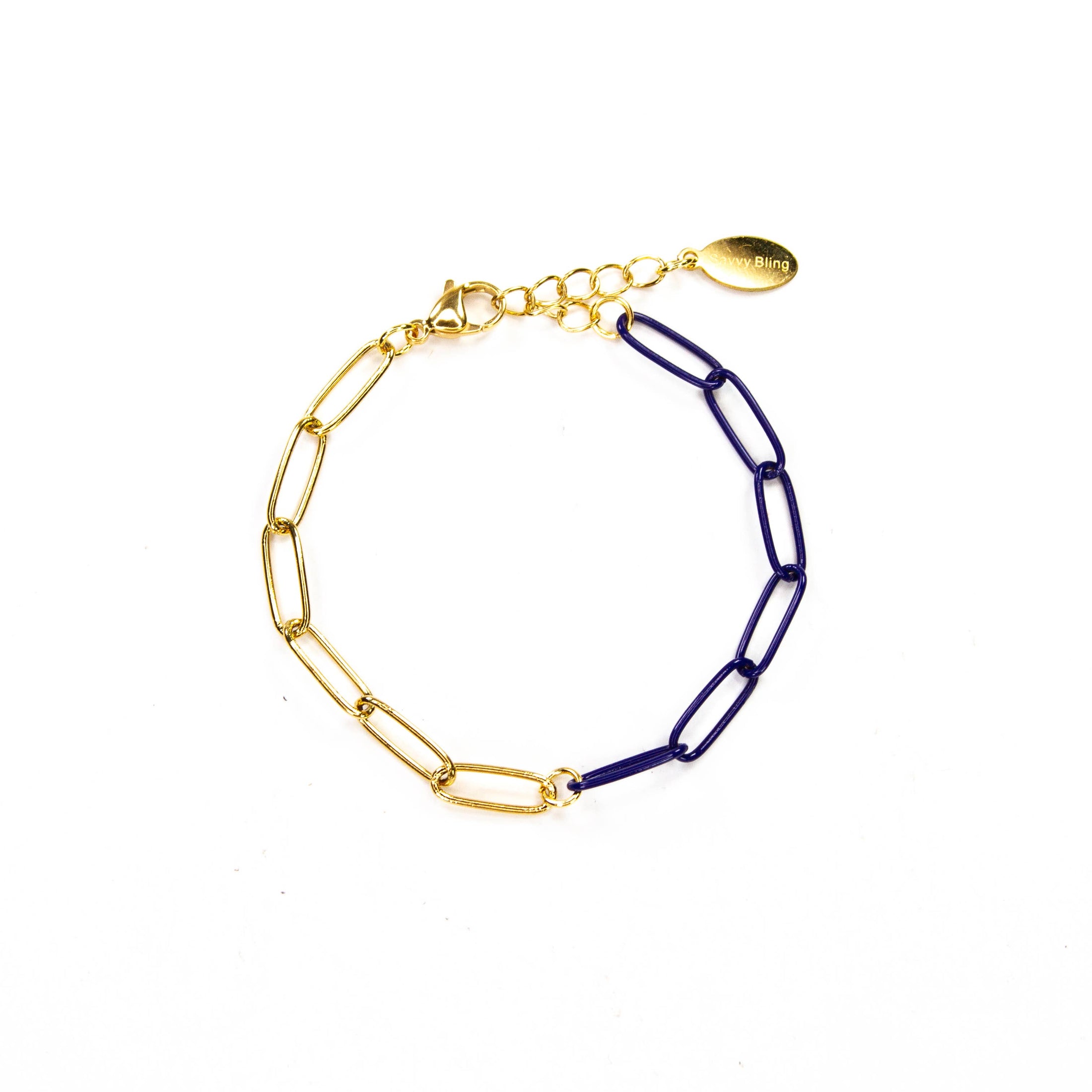 Enamel 16+ Colors paperclip & Gold chain link bracelet