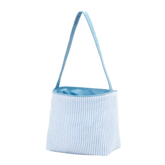 Tote: Blue Seersucker Bucket (Great Easter Basket!)
