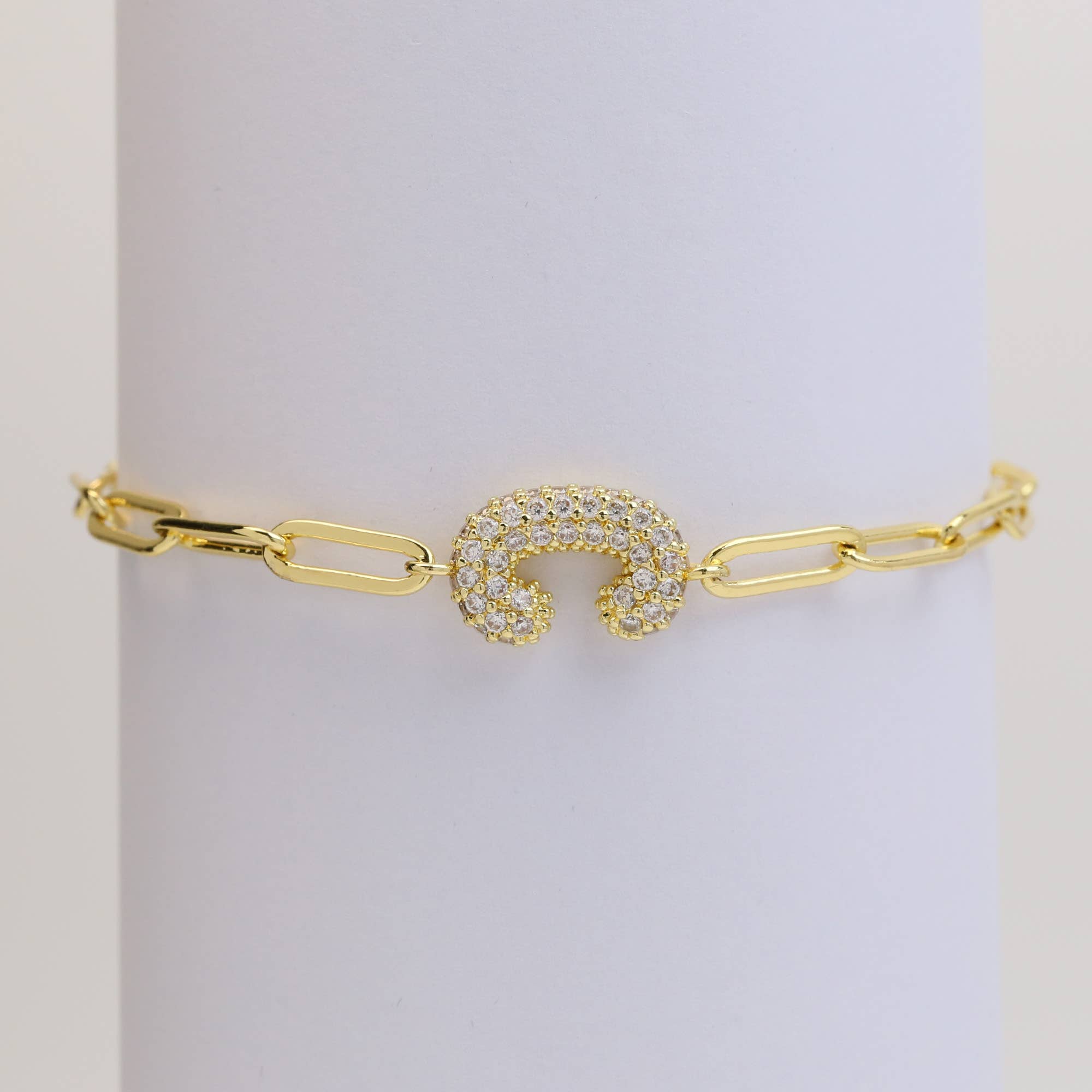 Bracelet: CZ Initial Bubble Balloon Bracelet (Gold Filled)