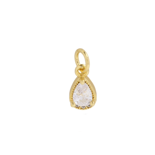 Charm: Clear Zircon Teardrop Charm