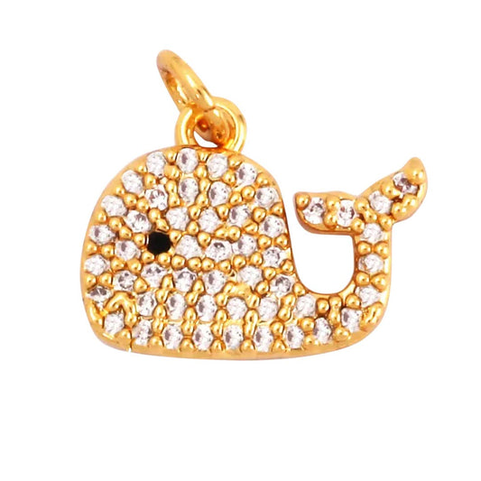 Charm: Pave Whale Charm For Charm Bar & Charm Necklaces