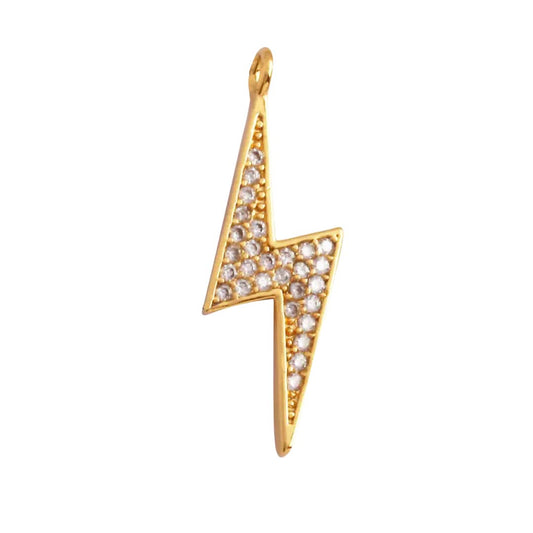 Charm: Pave Lightening Bolt Charm For Charm Bar & Charm Necklace