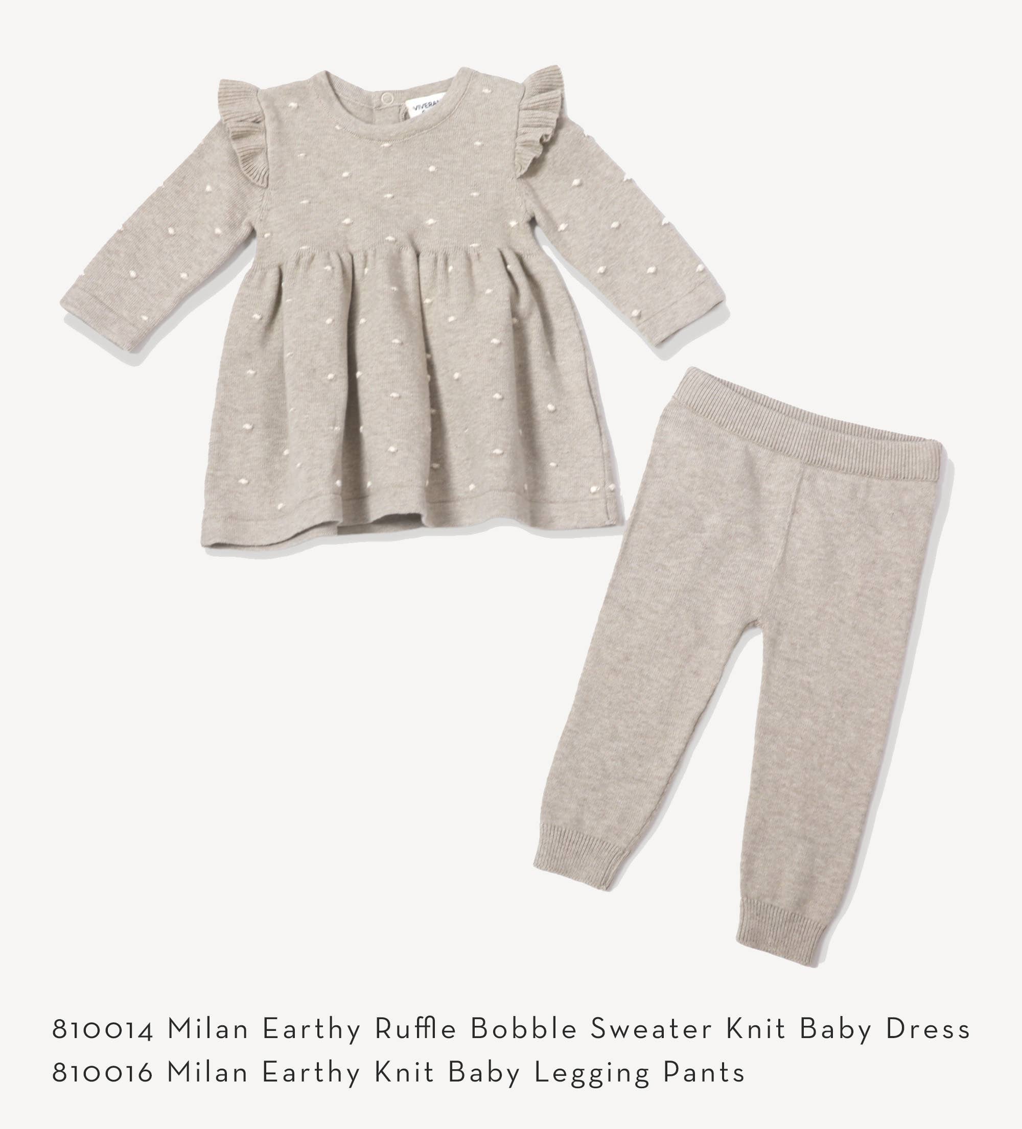 Milan Ruffle Bobble Sweater Knit Baby Dress (Organic Cotton)