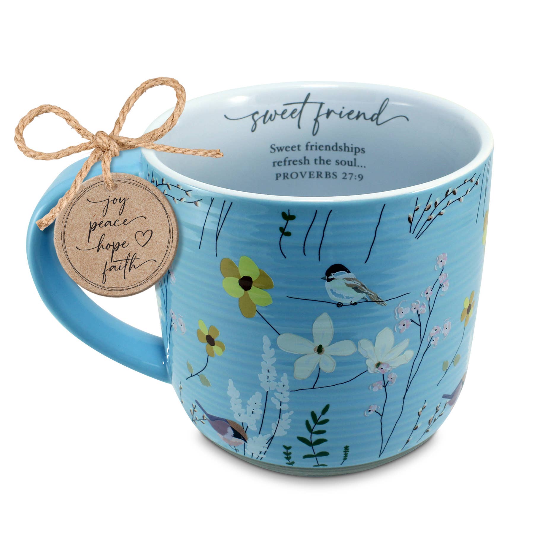 Mug: Coffee Mug Sweet Friend Floral Bird (Left-Handed)