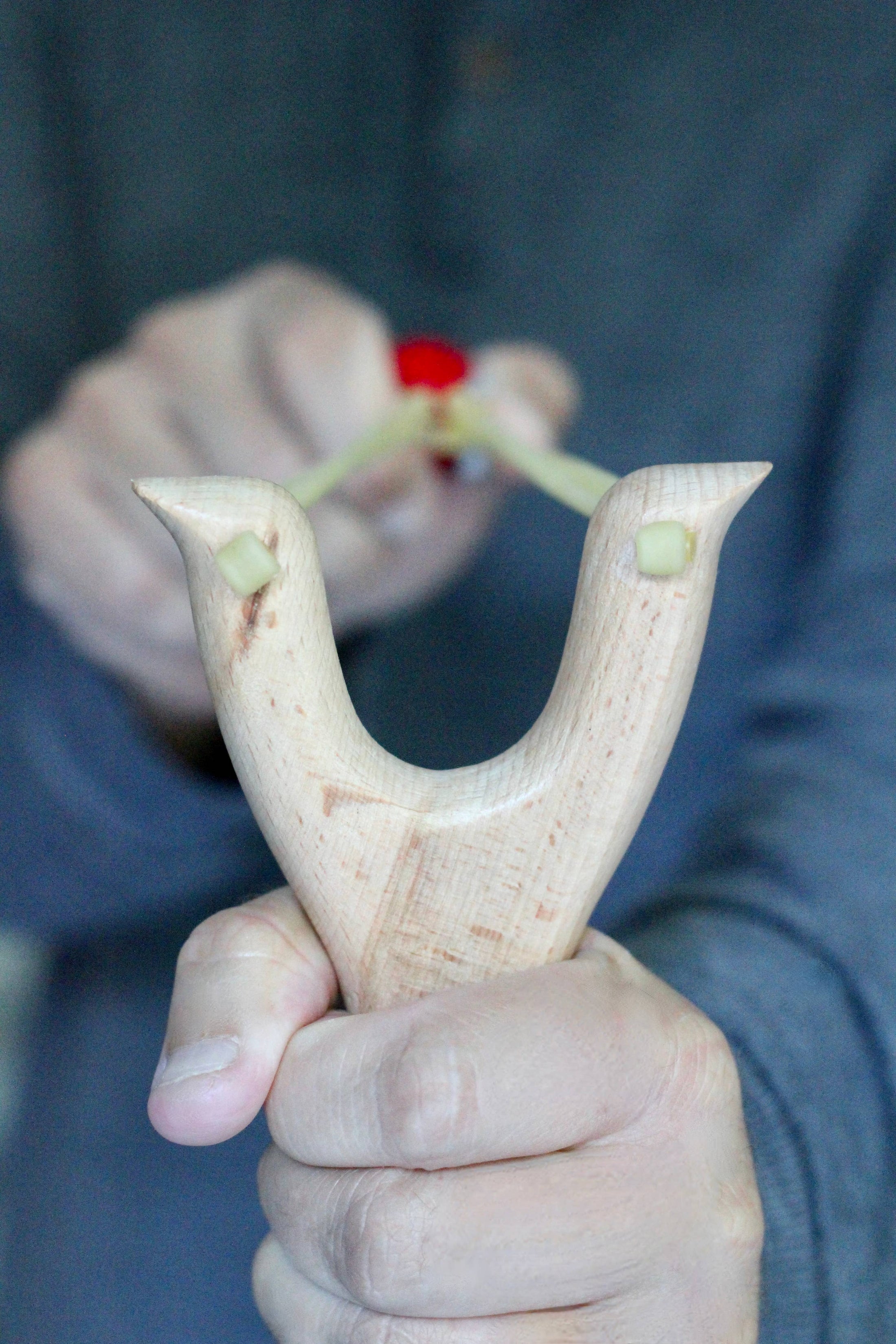 Wooden Slingshot with Felt Balls