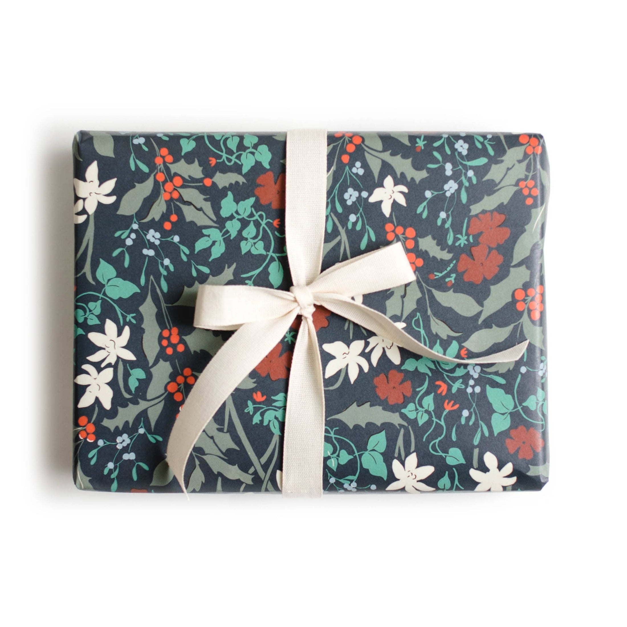 Gift Wrap: Mistletoe and Holly Gift Wrap - Single Sheet