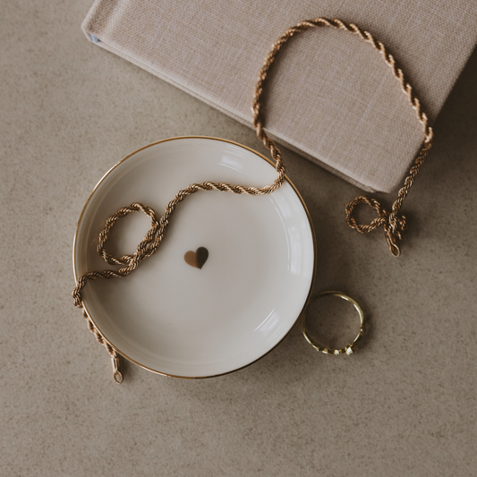 Trinket Tray: Gold Heart Jewelry Dish