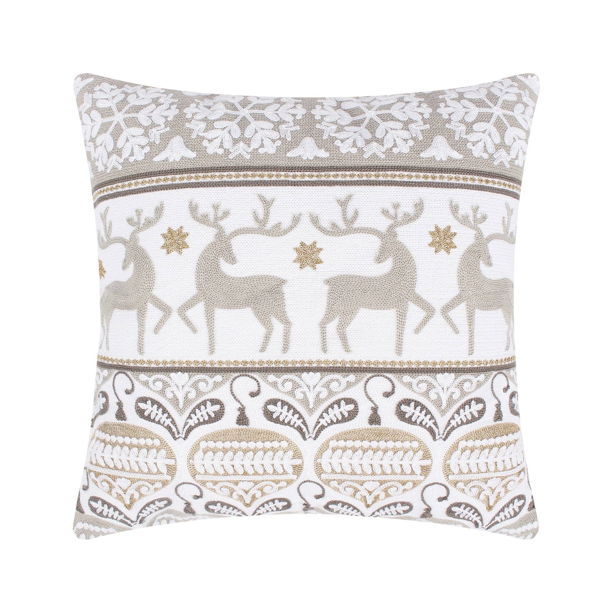 Pillow: O Christmas Tree White Reindeer Dance Pillow