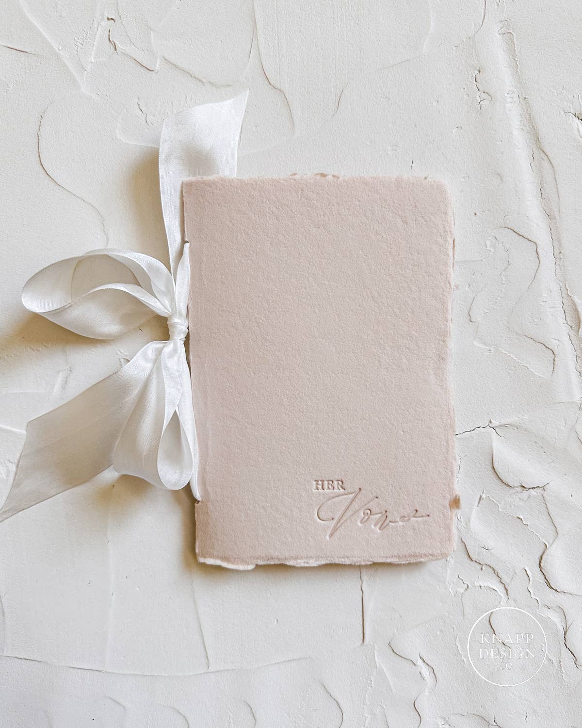 HER Wedding Vow Booklet: Sandy Beige paper w/Silk Ribbon