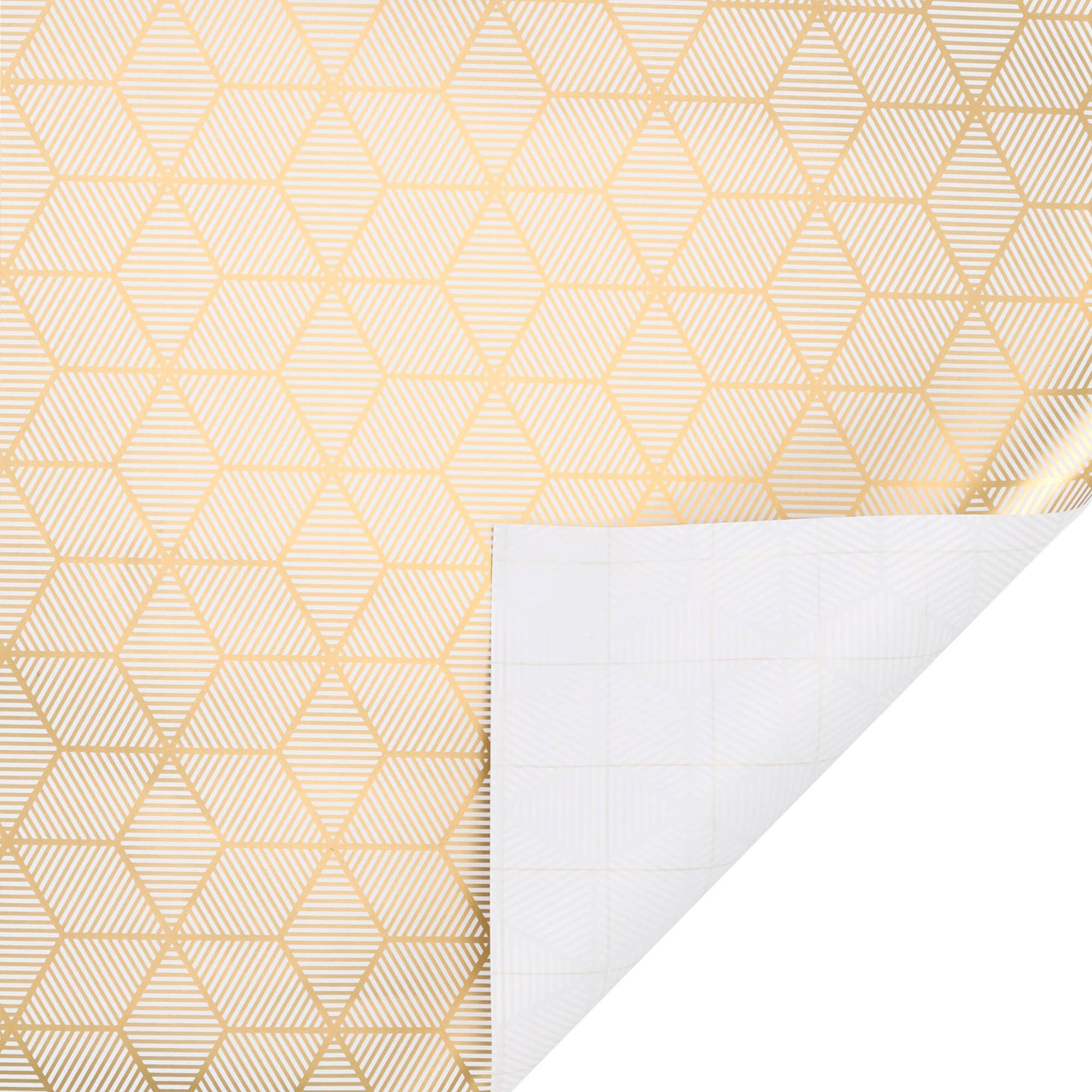 Gift Wrap: 30" x 10' Wrapping Paper | Rhombus Gold/White