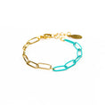 Load image into Gallery viewer, Enamel 16+ Colors paperclip & Gold chain link bracelet
