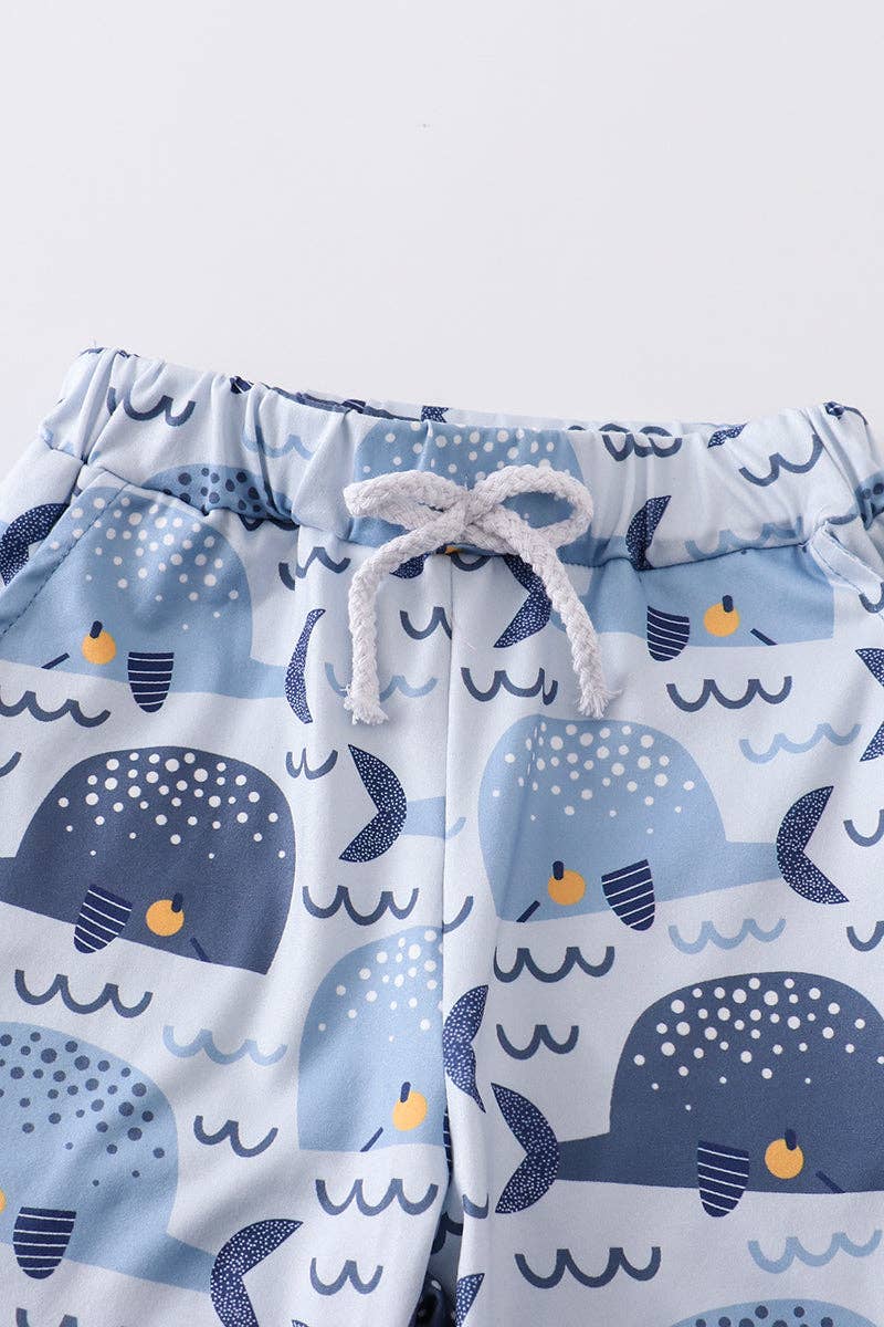 Boy Set: Navy stripe Whale