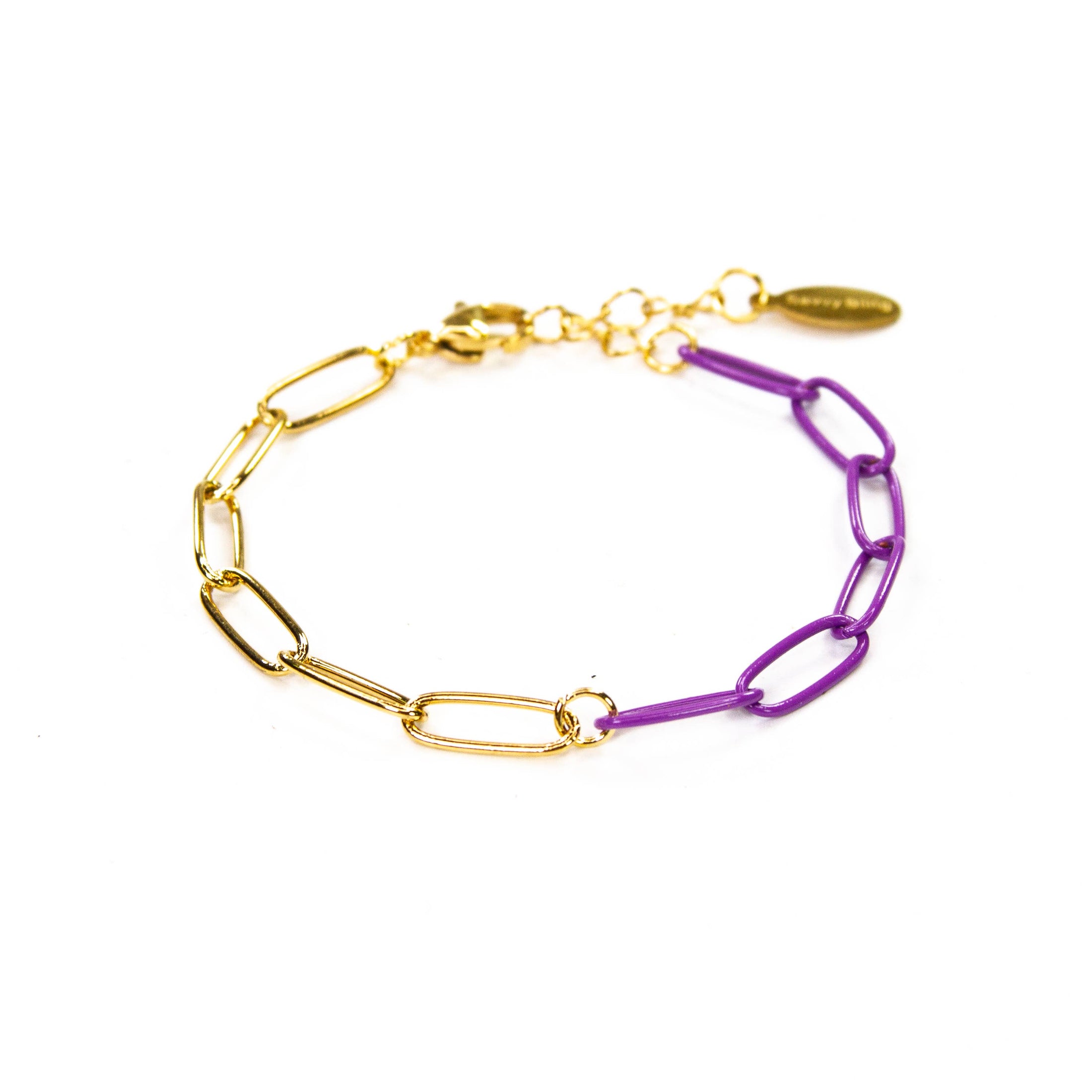 Enamel 16+ Colors paperclip & Gold chain link bracelet