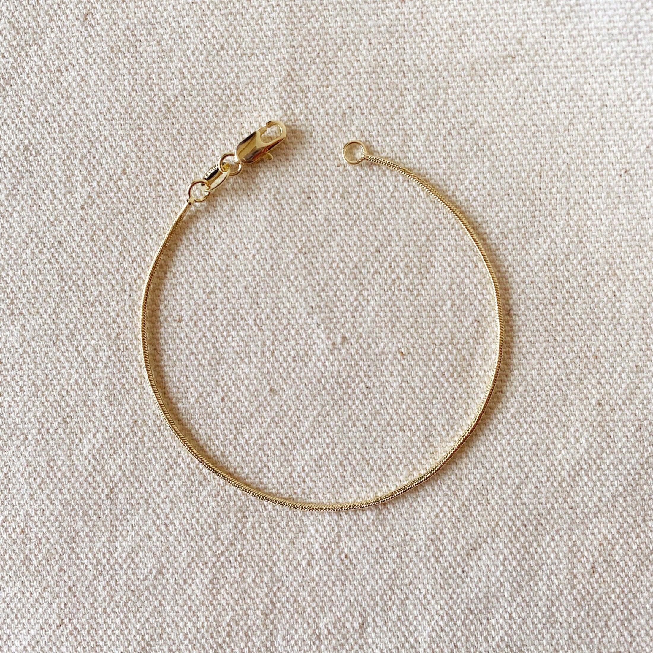 Bracelet: 18k Gold Filled 1.2 mm Round Snake Chain