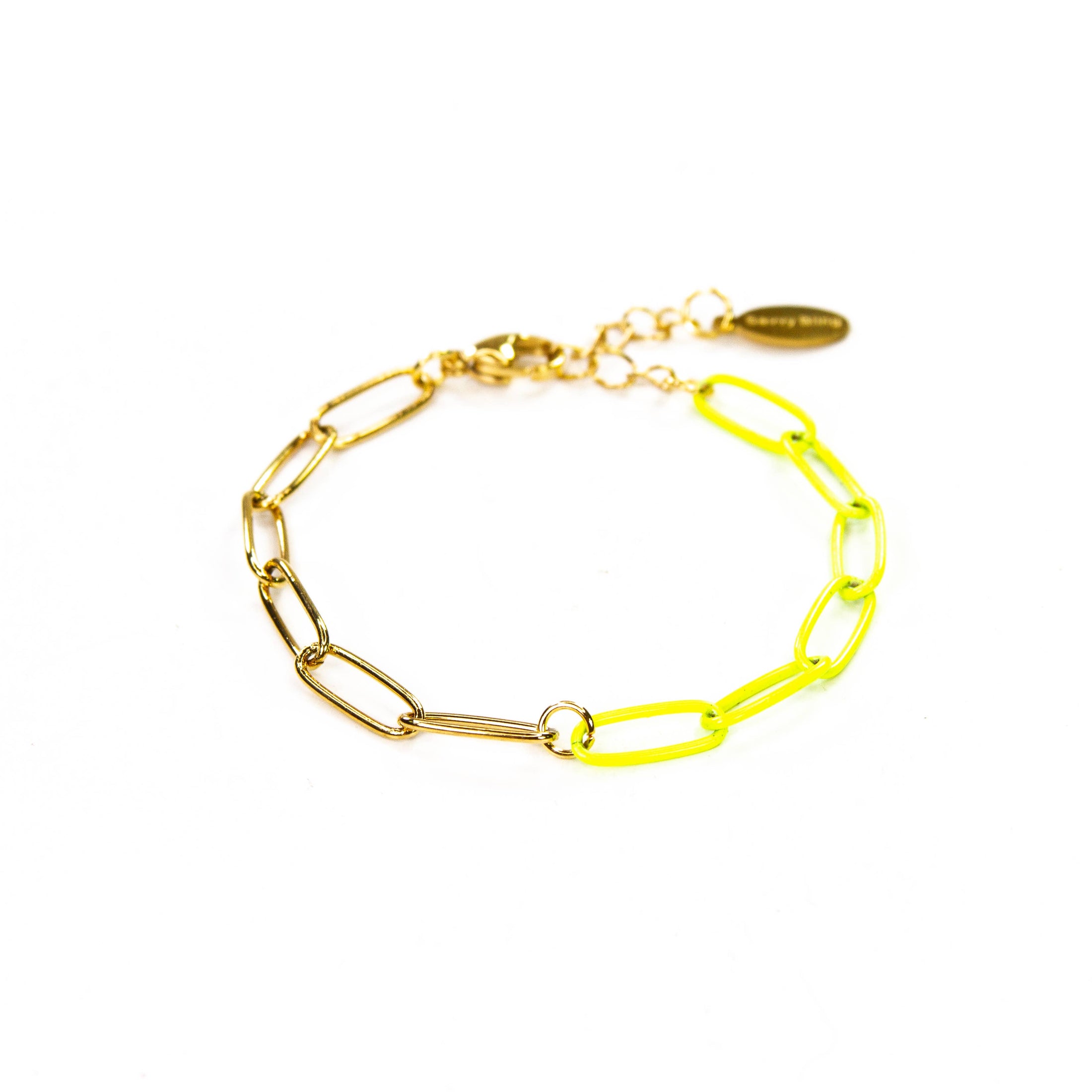 Enamel 16+ Colors paperclip & Gold chain link bracelet