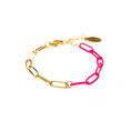 Load image into Gallery viewer, Enamel 16+ Colors paperclip & Gold chain link bracelet
