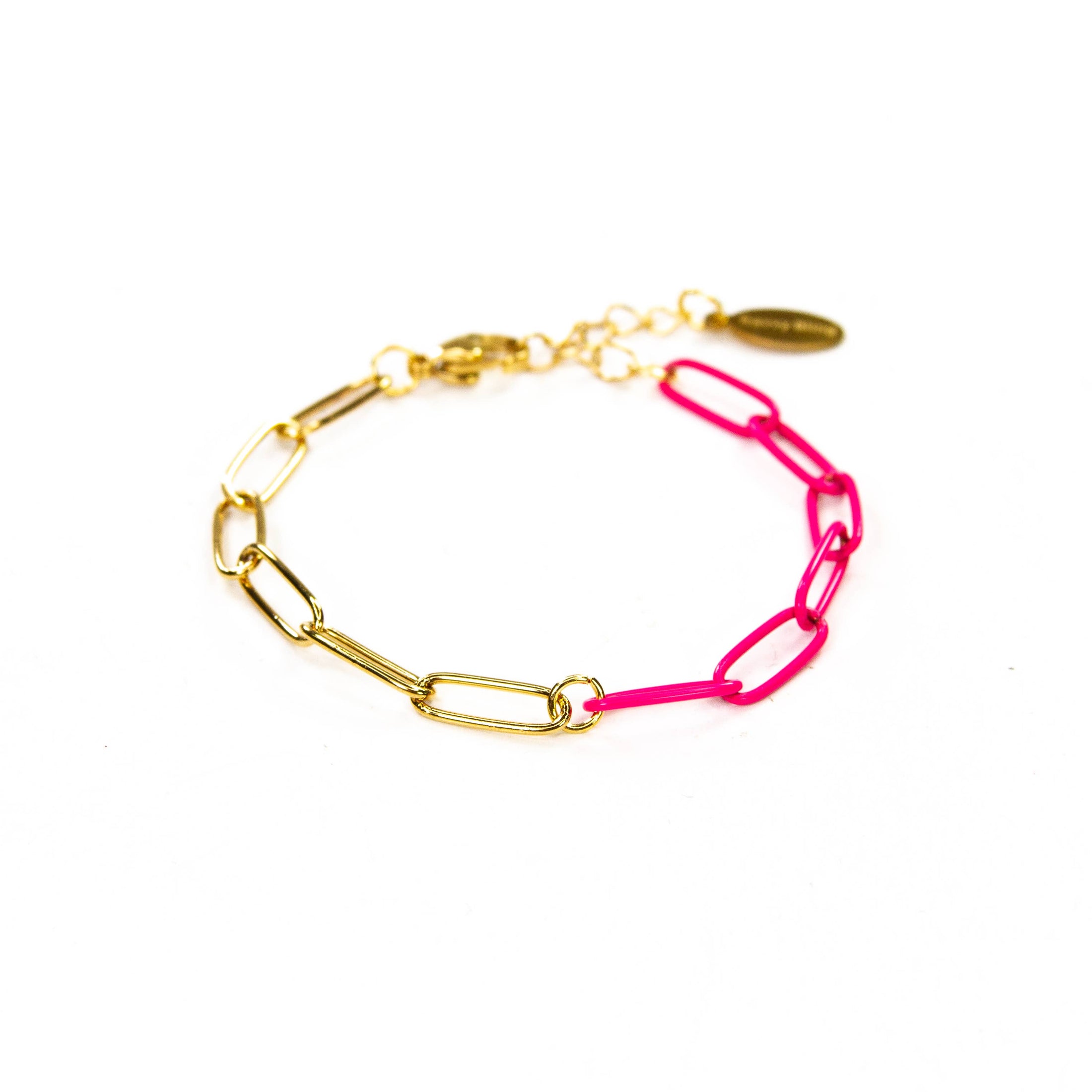 Enamel 16+ Colors paperclip & Gold chain link bracelet