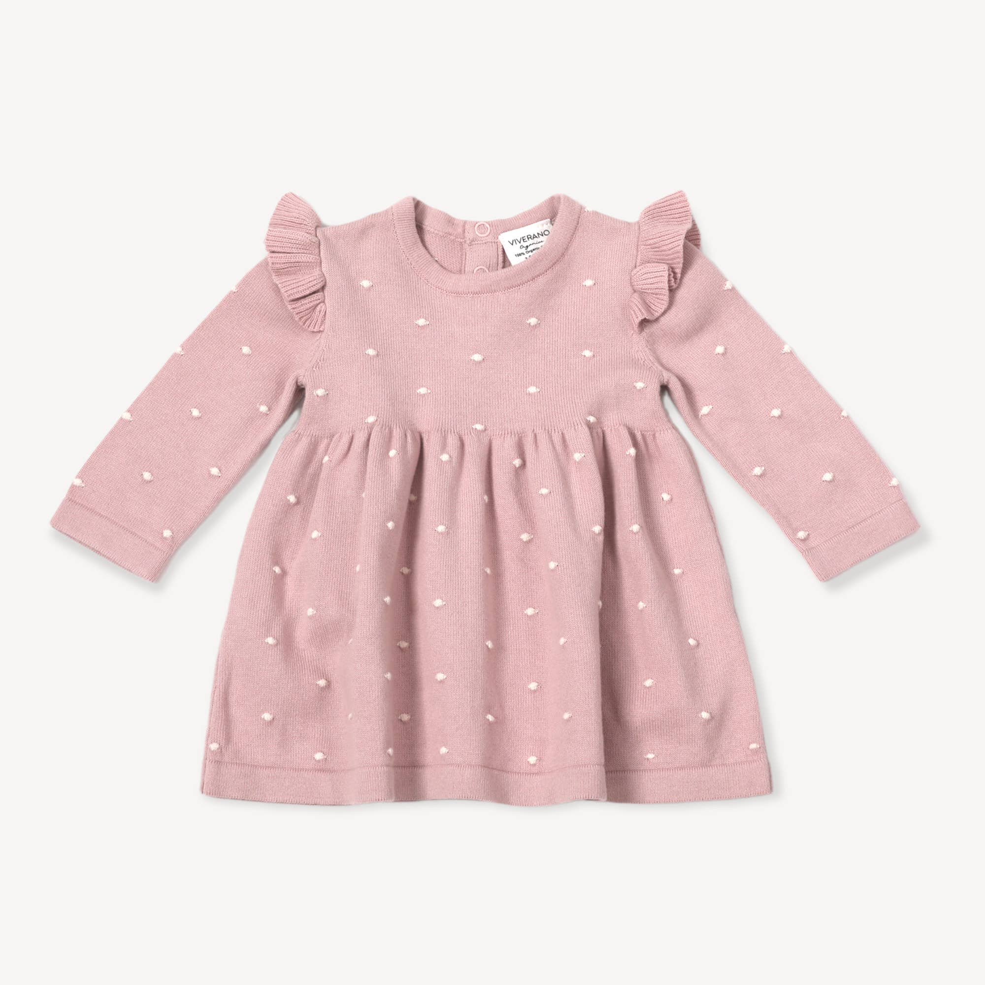 Milan Ruffle Bobble Sweater Knit Baby Dress (Organic Cotton)