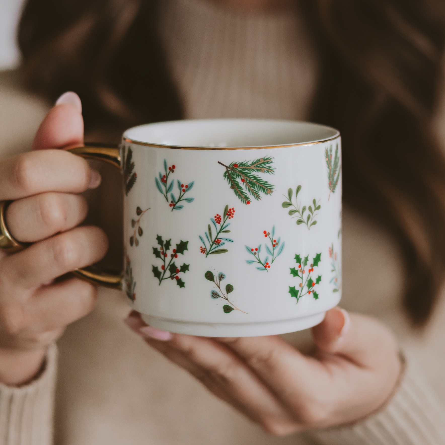 Mug: Holly Greenery Holiday