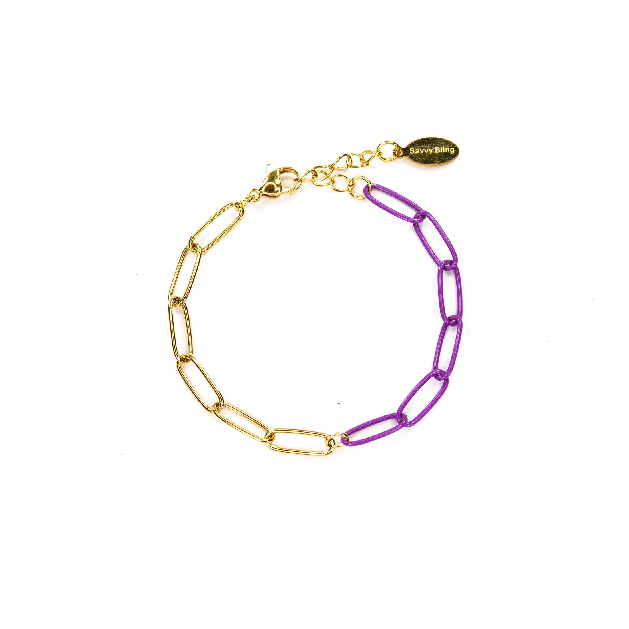 Enamel 16+ Colors paperclip & Gold chain link bracelet