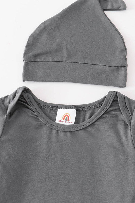 Baby Gown: Charcoal (2 PC Bamboo Set)