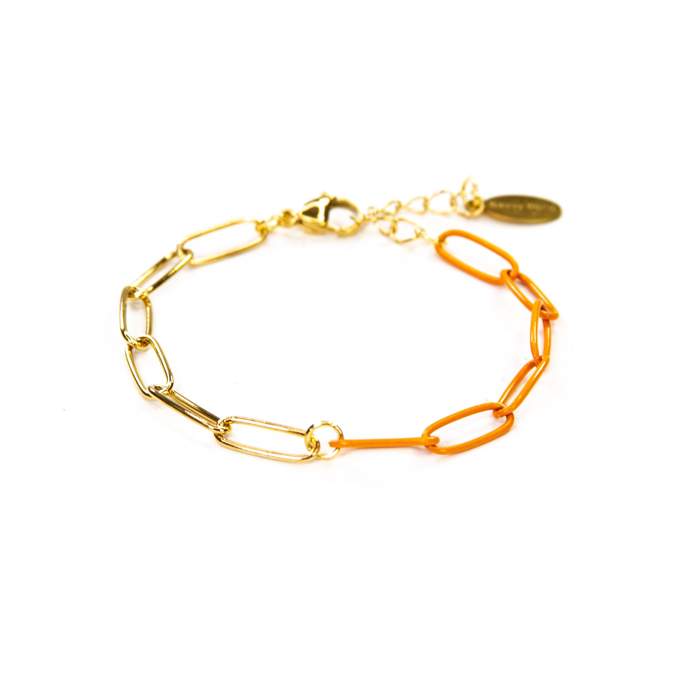 Enamel 16+ Colors paperclip & Gold chain link bracelet