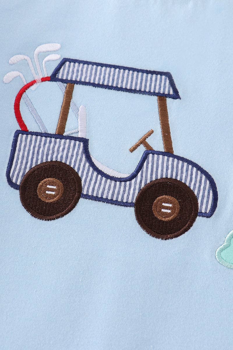 Boy Shirt: Blue Golf Embroidery