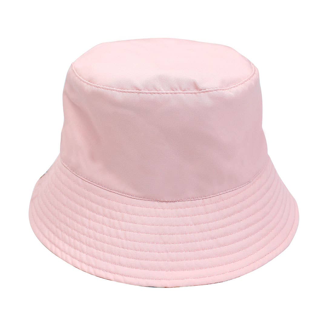 Beach Baby Bucket Hat: Sandy Seashells Pink Reversible