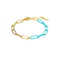 Load image into Gallery viewer, Enamel 16+ Colors paperclip & Gold chain link bracelet
